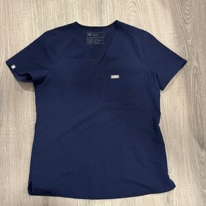 Figs Wonen Navy Blue V-Neck Scrub Top small